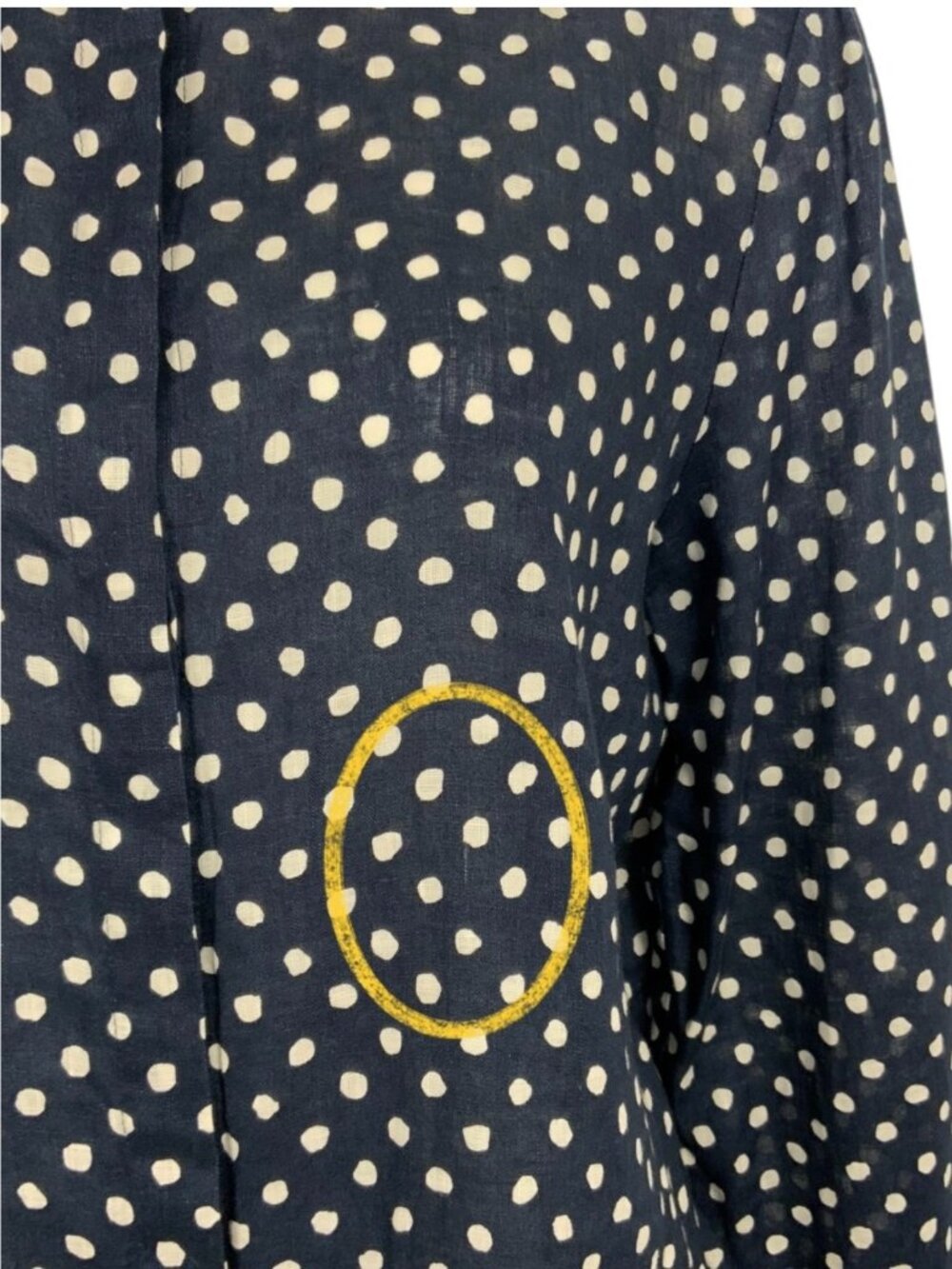 Lafayette 148 NY Linen Button Front Shirt L Blue Polka Dot Natural Fiber - Picture 8 of 15